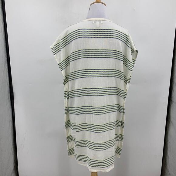 J Crew Dress Womens S Small Multi Cotton Striped Beach Cover Up V Neck Tunic - Picture 7 of 12